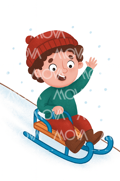 Stachu sunie na sankach